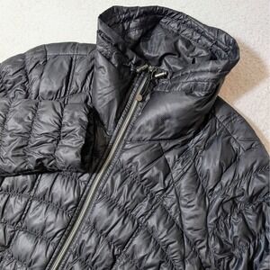 Athleta Puffer Jacket Womens Sm Black Quilted Goose Down Full Zip L/S 964367